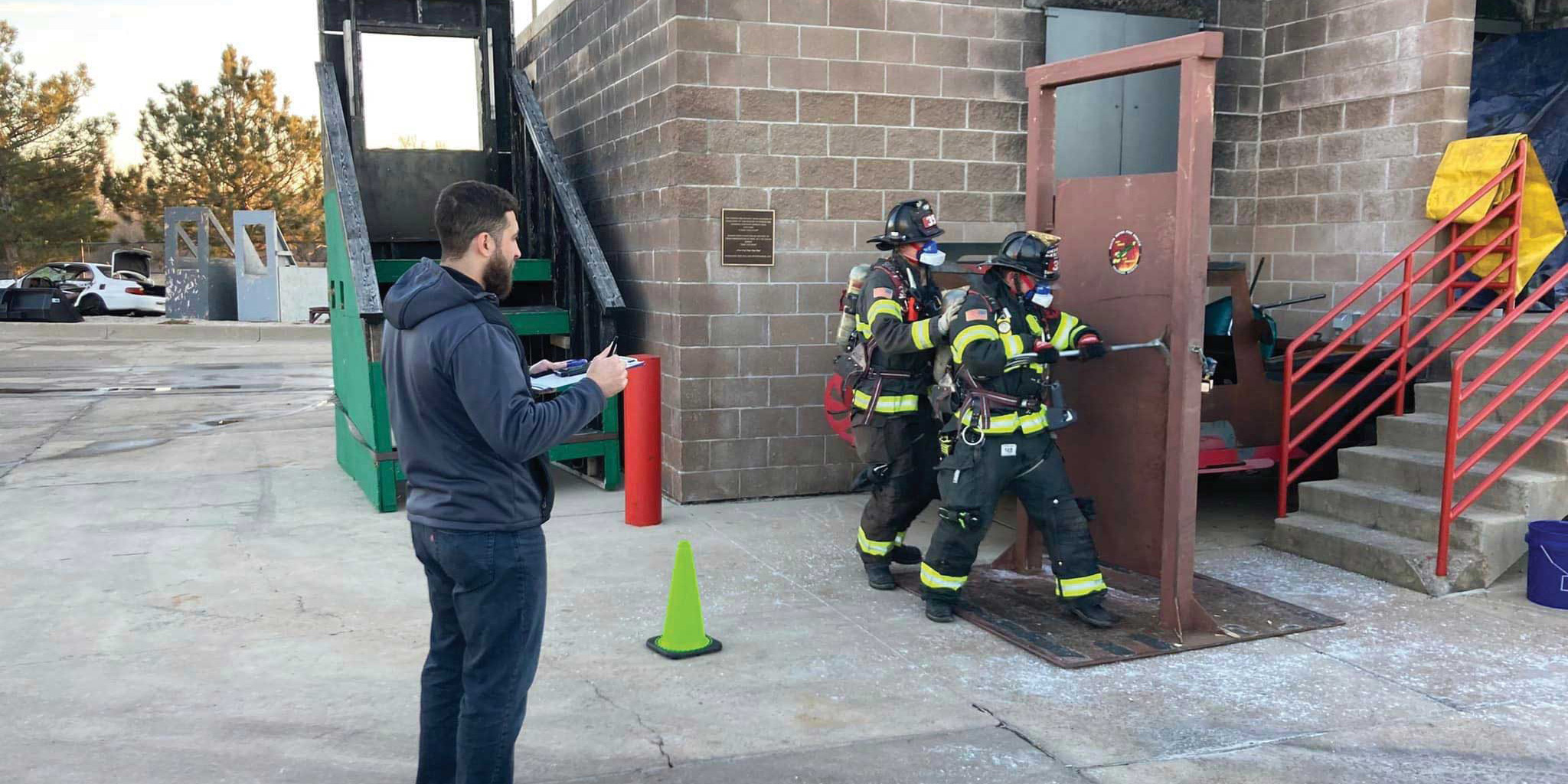 Firefighters run through rescue sequence on training grounds