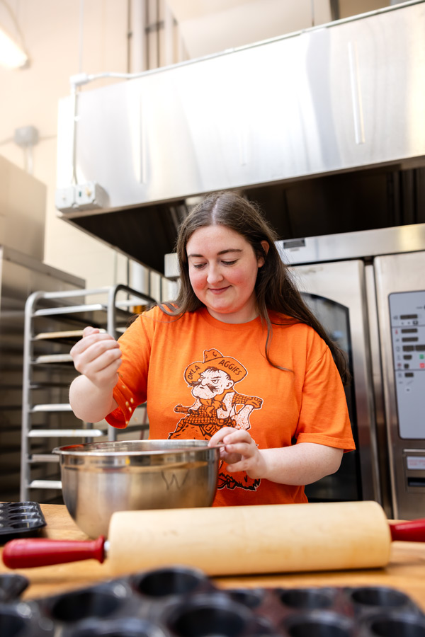 Emily Ward in industrial kitchen Emily Ward in industrial kitchen
