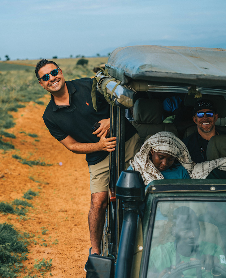 Dr. TJ Trad rides along with other members of the Cura team
